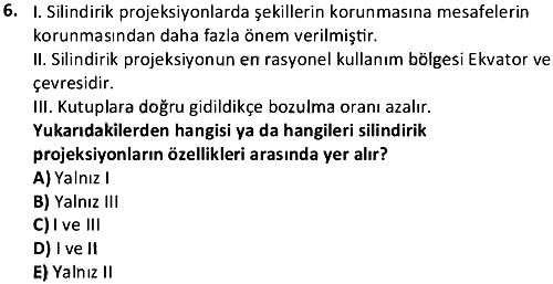 Harita Bilgisi ve Coğrafi Bilgi Sistemleri 2024-2025 Ara Sınav - 6. soru