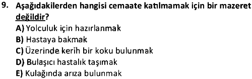 İslam İbadet Esasları 2024-2025 Ara Sınav - 9. soru