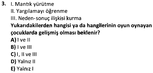 Çocuk ve Oyun 2024-2025 Dönem Sonu Sınavı - 3. soru