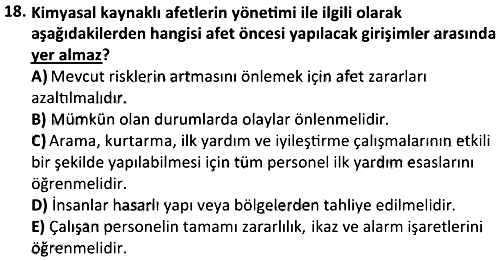 İnsan Kaynaklı Afetler ve Yönetimi 2024-2025 Dönem Sonu Sınavı - 18. soru