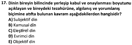 Din Sosyolojisi 2023-2024 Ara Sınav - 17. soru