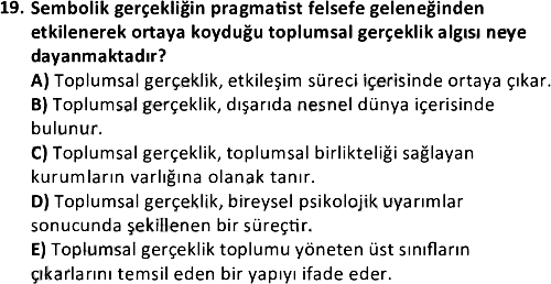 Gündelik Yaşam Sosyolojisi 2021-2022 Bütünleme Sınavı - 19. soru