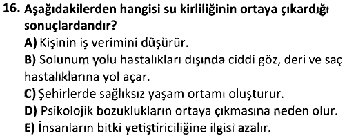 Çevre Politikaları 2023-2024 Ara Sınav - 16. soru