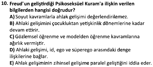 Oyun Çocukluğu Döneminde Gelişim 2023-2024 Dönem Sonu Sınavı - 10. soru